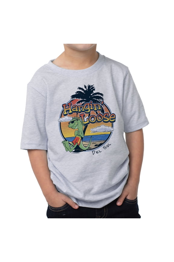 DelSol Men Crew Tee - Hangin Loose - Ash T-Shirt (4T) for Kids