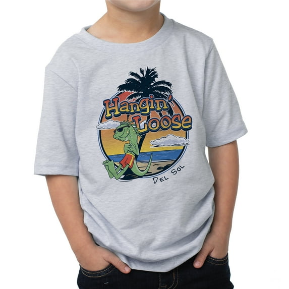 DelSol Men Crew Tee - Hangin Loose - Ash T-Shirt (4T) for Kids