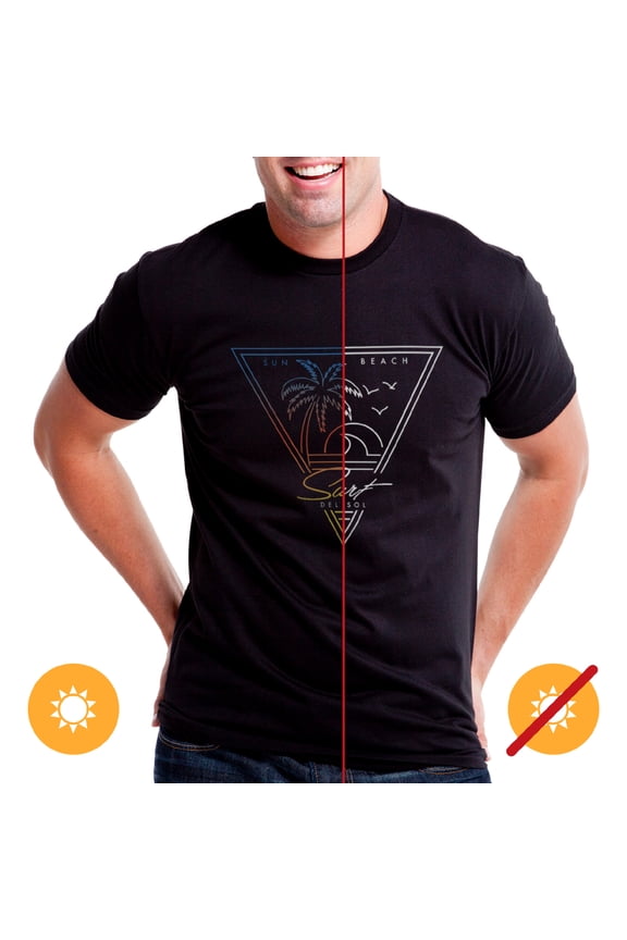DelSol Men Crew Tee - Surf Sun Beach - Black T-Shirt (YL) for Kids
