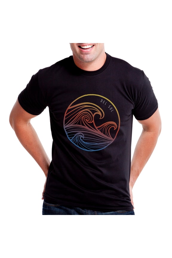 DelSol Men Crew Tee - Wavey - Black, 1 Pc T-Shirt (2XL)