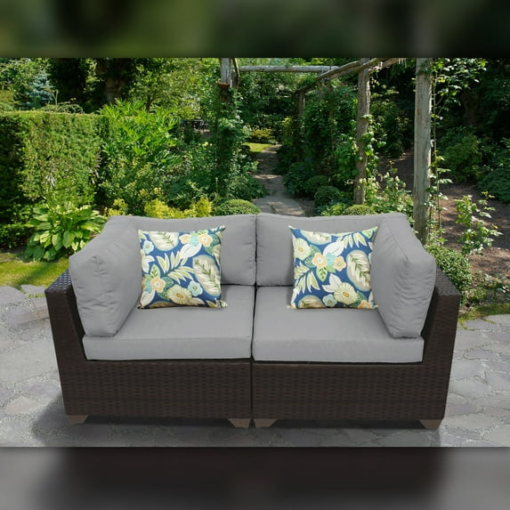 BELLE-02a-GREY Belle 2 Piece Outdoor Wicker Patio Furniture Set 02a with 2 Covers: Wheat and Grey