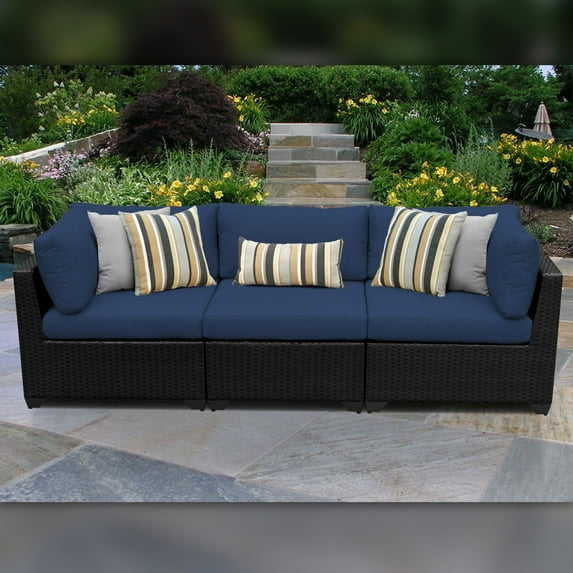 Delacora TKC-DPF-BEL03B Belle Outdoor 3 Piece 90" Long Aluminum Framed Acrylic Sectional