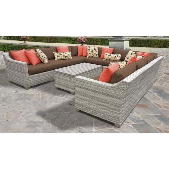 TK Classics Fairmont 11 Piece Outdoor Wicker Patio Furniture Set 11a