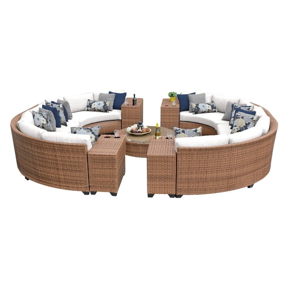Laguna 11 Piece Outdoor Wicker Patio Furniture Set 11b-Color:Sail White