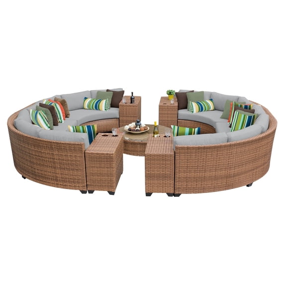 TK Classics LAGUNA-11b-GREY 252 ft. Laguna 11 Piece Outdoor Wicker Patio Furniture Set, Grey