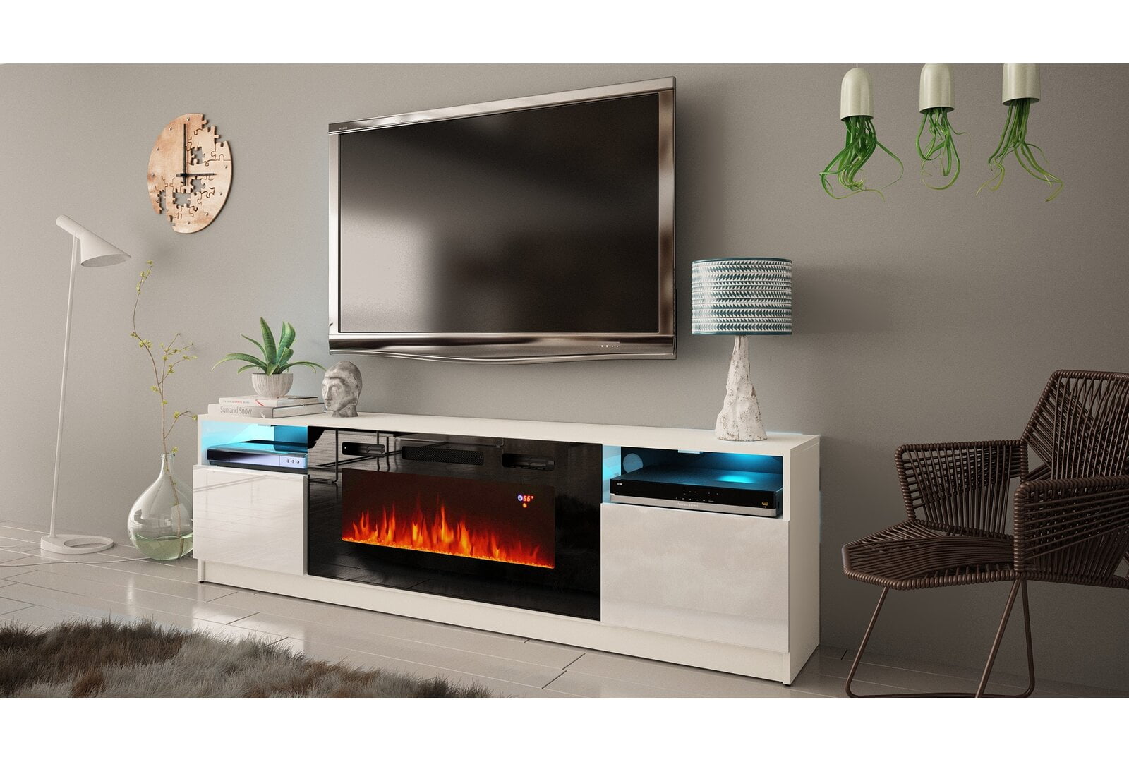 Delaine TV Stand for TVs up to 88" with Fireplace Included, Fireplace