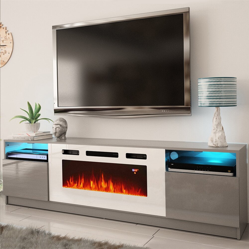 Delaine TV Stand for TVs up to 88 with Fireplace Included Overall 79 x 21 H x 14 Commercial Use Yes Walmart