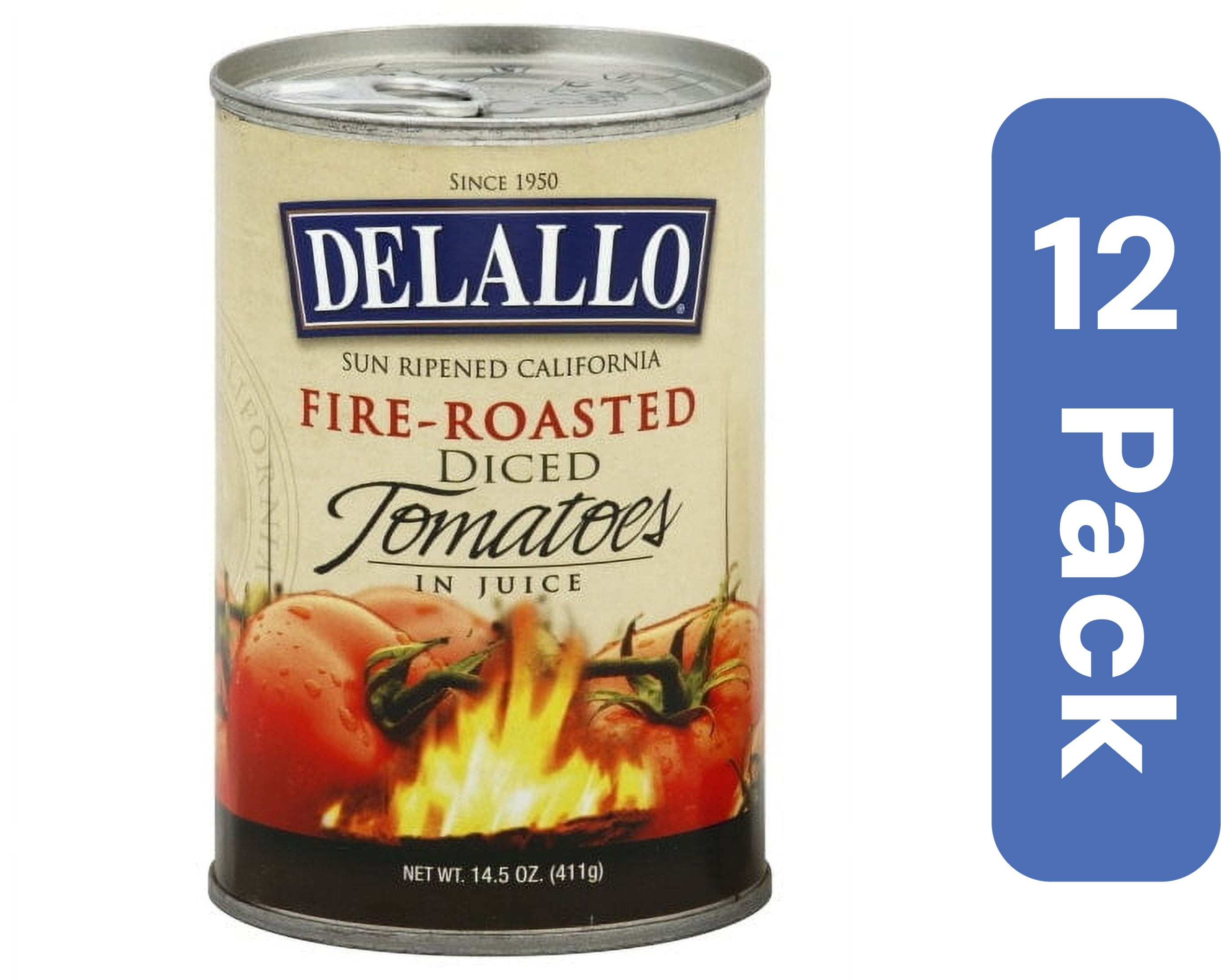 Delallo Fire Roasted Diced Tomatoes 14.5 oz (Pack Of 12)