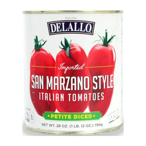 Delallo Tomato Petite Diced San Marzano 28 oz Pack of 12