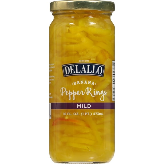 Delallo Mild Banana Ring Peppers 16 oz (Pack of 12)