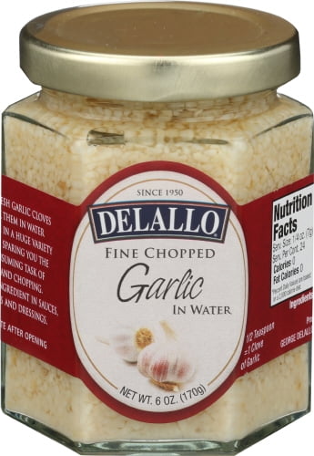 Delallo Minced Garlic in Water 6 oz (Pack of 12)