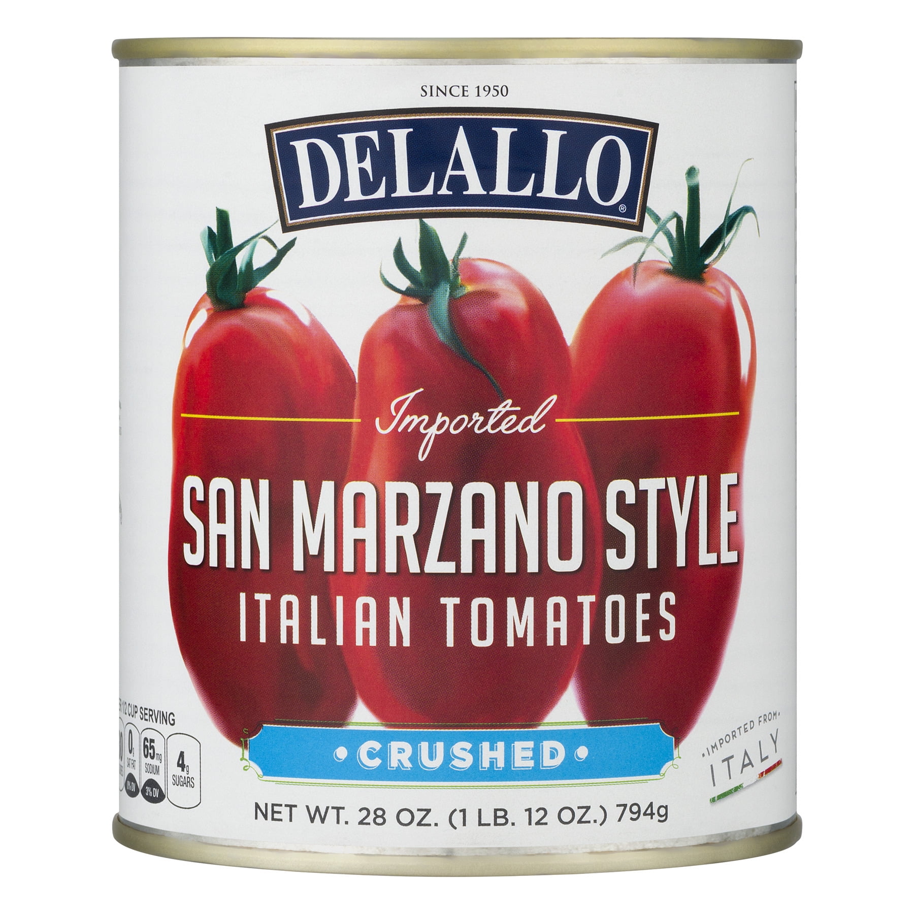 Delallo San Marzano Style Italian Crushed Tomatoes, 28 oz Pack Of 12