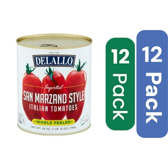 Delallo Whole Peeled San Marzano Tomatoes 28 oz (Pack of 12)