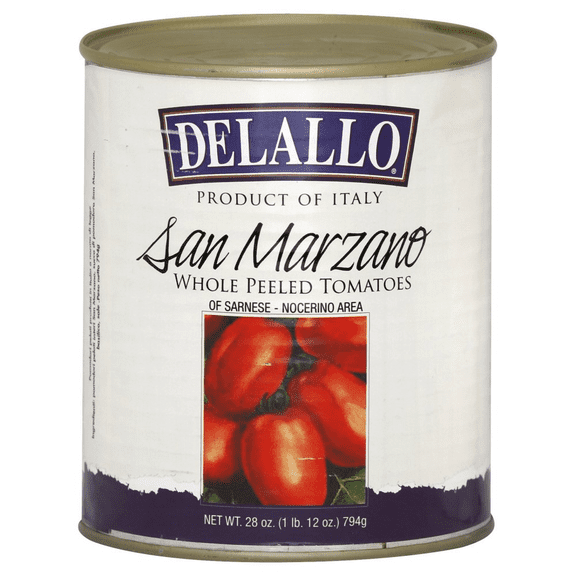 Delallo Whole Peeled San Marzano Tomatoes, 28 oz [Pack of 12]