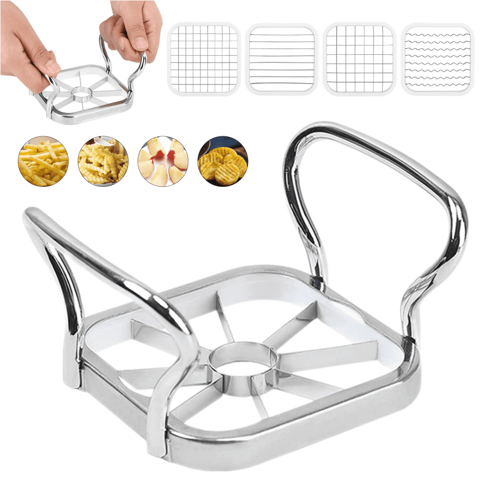 Silver Stainless Steel French Fry Maker Cutter For Home