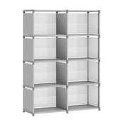 Delaman 8-Cubes Bookshelf, 4 Tier Shelf Adjustable DIY Bookcases Book Shelf Storage Shelving Cabinet for Bedroom Living Room Office, Gray