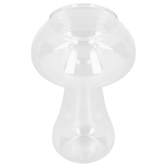 Delaman Clear Glass Vase Bottle, Clear Glass Vase Bottle High Temperature Resistance Mushroom Appearance Glass Vase for Gifts Office Home Decoration