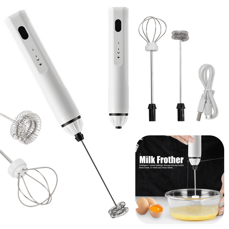 Delaman Electric Milk Frother, USB Rechargeable, 3 Speeds, 2 in 1 