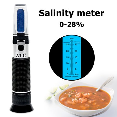 Delaman Salinity Refractometer, 0-28% ATC Salt Level Meter Tester for Seawater Marine Aquarium