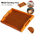 thumbnail image 1 of Delaman Wooden Serving Tray Large with Handles Homes & Gardens for Tea Water Drinks Breakfast Food  (Brown, Rectangle), 1 of 12