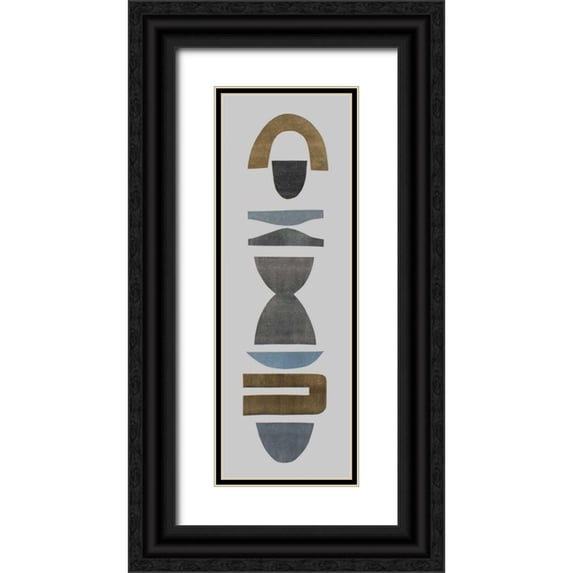 Delamater, Rob 11x24 Black Ornate Wood Framed with Double Matting Museum Art Print Titled - Neutral Totems VI