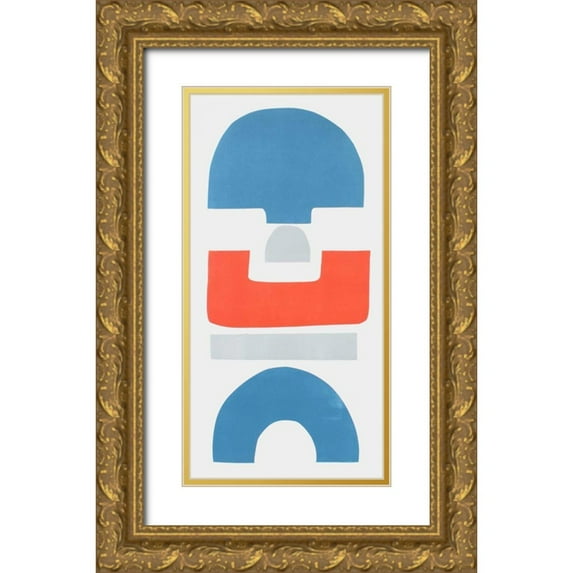 Delamater, Rob 14x24 Gold Ornate Wood Framed with Double Matting Museum Art Print Titled - Primary Tribal Shapes I