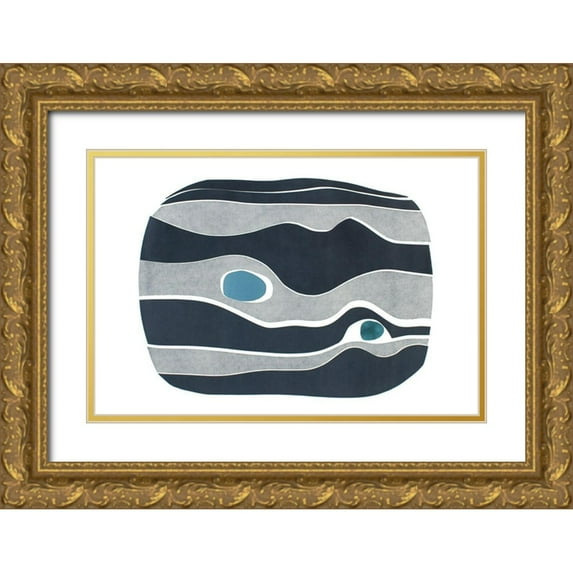 Delamater, Rob 18x13 Gold Ornate Wood Framed with Double Matting Museum Art Print Titled - River Stones V