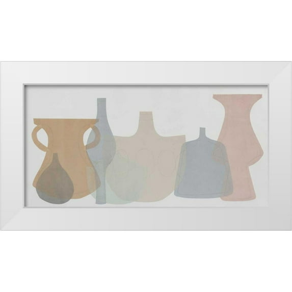 Delamater, Rob 24x14 White Modern Wood Framed Museum Art Print Titled - Soft Pottery Shapes III
