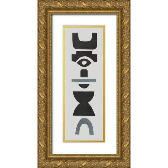 Delamater, Rob 7x14 Gold Ornate Wood Framed with Double Matting Museum Art Print Titled - Neutral Totems III