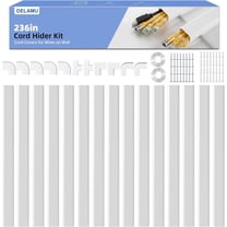 LazySpin 236in Cord Hider, Large Cord Covers for 3-4 Wires on Wall, White