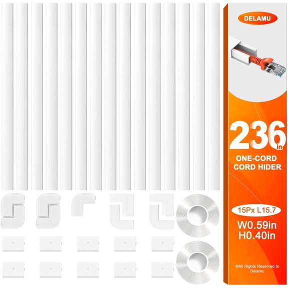 LazySpin 236" Cord Hider, TV Wire Cover for Wall, White