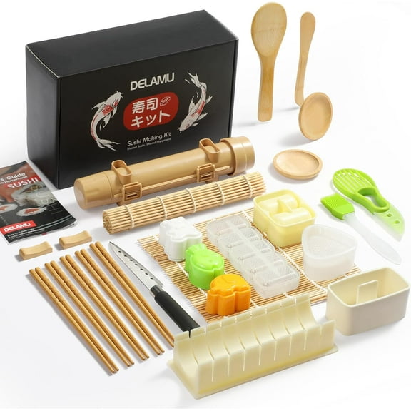 LazySpin 27Pcs Sushi Making Kit with Bamboo Sushi Roller