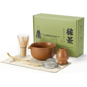 LazySpin 7Pcs Matcha Whisk Set, Matcha Tea Bowl Tool , Brown