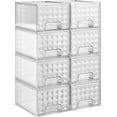 thumbnail image 1 of Delamu 8-Pack Stackable Storage Drawers, Makeup Skincare Holder Vanity Storage Organizer, Plastic Storage Bins for Bathroom, Clear, 1 of 9