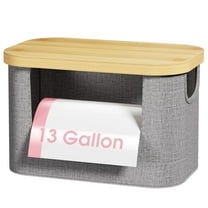 Delamu 1 Pack Trash Bag Dispenser Organizers with Bamboo Lid, Stackable Garbage Bags Holder for Kitchen Cabinets, Under Sink, Countertop