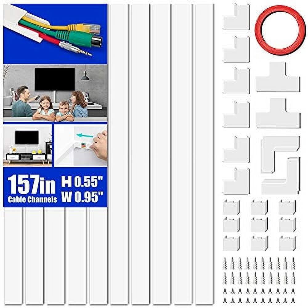 125 Cable Raceway Kit - Yecaye One-Cord Channel Cord Cover on Wall - Cable  Management System - Cord Hider Wire Covers for Cords - Cable Raceway Kit 