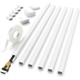 EVZA Cord Hider Wall Mounted TV - Wire Cover, Cord Covers, Cable Hider, 33 in Paintable White Raceway Kit, Hide Cords Wall Mount TV, Electrical Cords