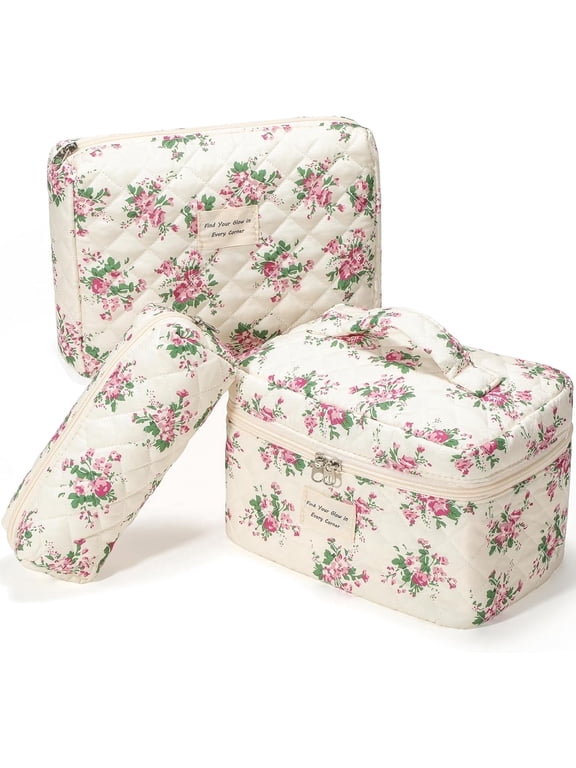 Makeup Bag Set, Travel Cases for Women, Cute Zipper Makeup Pouch,Makeup bag organizer 3 Pcs