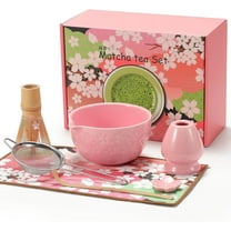 LazySpin Matcha Whisk Set, 7-Piece Ceramic Matcha Making kit, Pink
