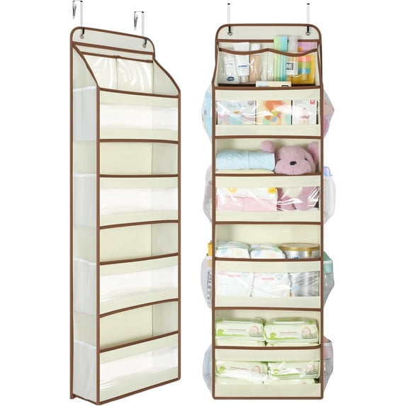 LazySpin Over The Door Hanging Organizer 1 Pack, Beige