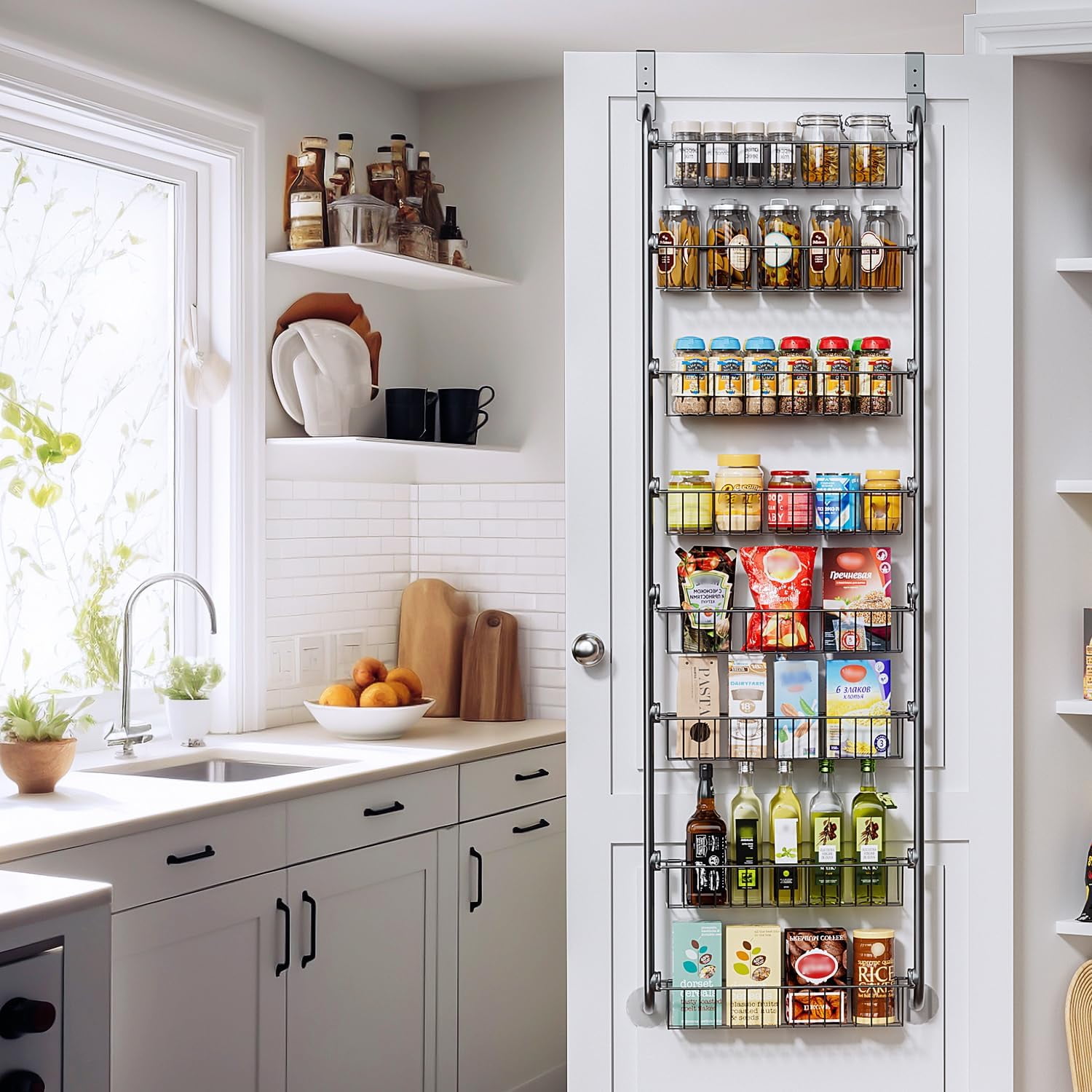 Over the Door Pantry Organizer Rack 9 Tier Hanging Spice Rack for Kitchen Pantry Door Black Walmart