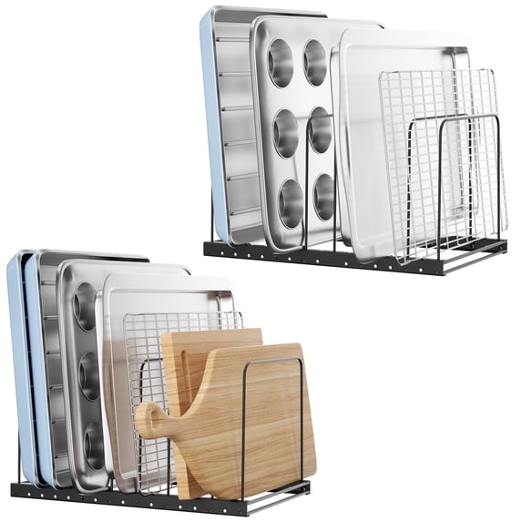 Delamu 2 pack 7-Slot Cutting Board Organizer and Baking Sheet Rack ...