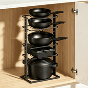 Delamu Pots and Pans Organizer for under Cabinet, 5-Tier Adjustable Pan Pot Organizers inside Cabinet, Pot Rack for Kitchen Cabinet Organization and Storage, Black