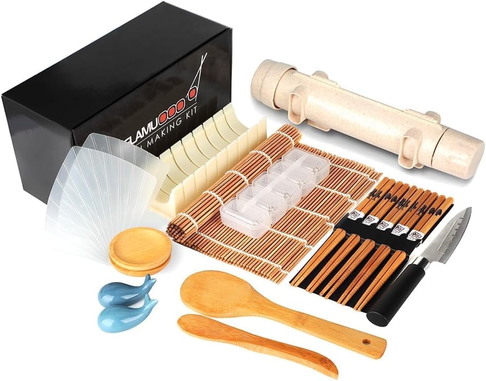 20-Piece Bamboo and Plastic Sushi Making Kit with Chef's Knife