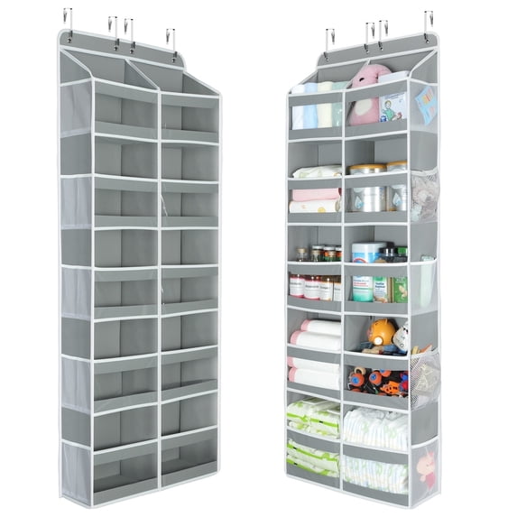 LazySpin Over the Door Organizer 5 Tiers, Extra Large Behind Door Storage of 10 Compartments, Over the Door Storage, Door Hanging Organizer for Closet, Diaper Organizer, Toy Storage, Grey