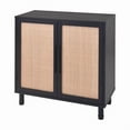thumbnail image 1 of Hopper Studio Delancey 2-Door Cabinet, Black and Brown with Rattan Panels, 1 of 7