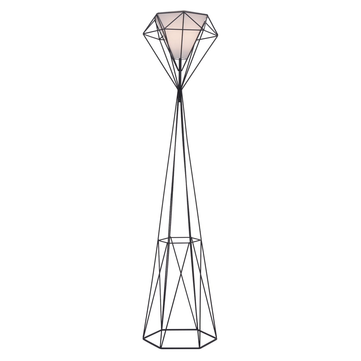 Modern Black Outdoor Floor Lamp with Dimensional Support
