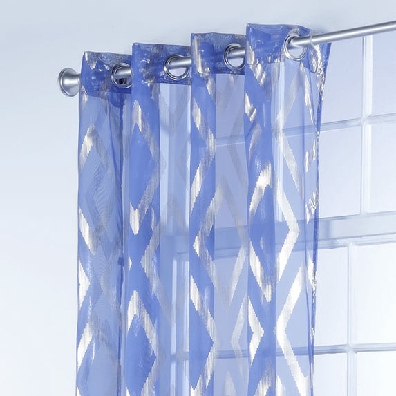 Delancey Metallic Print Sheer Grommet Window Panel