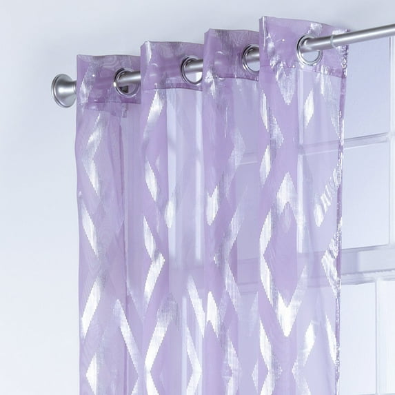 Delancey Metallic Print Sheer Grommet Window Panel
