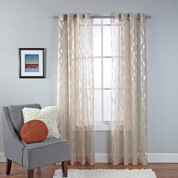 Delancey Metallic Print Sheer Grommet Window Panel